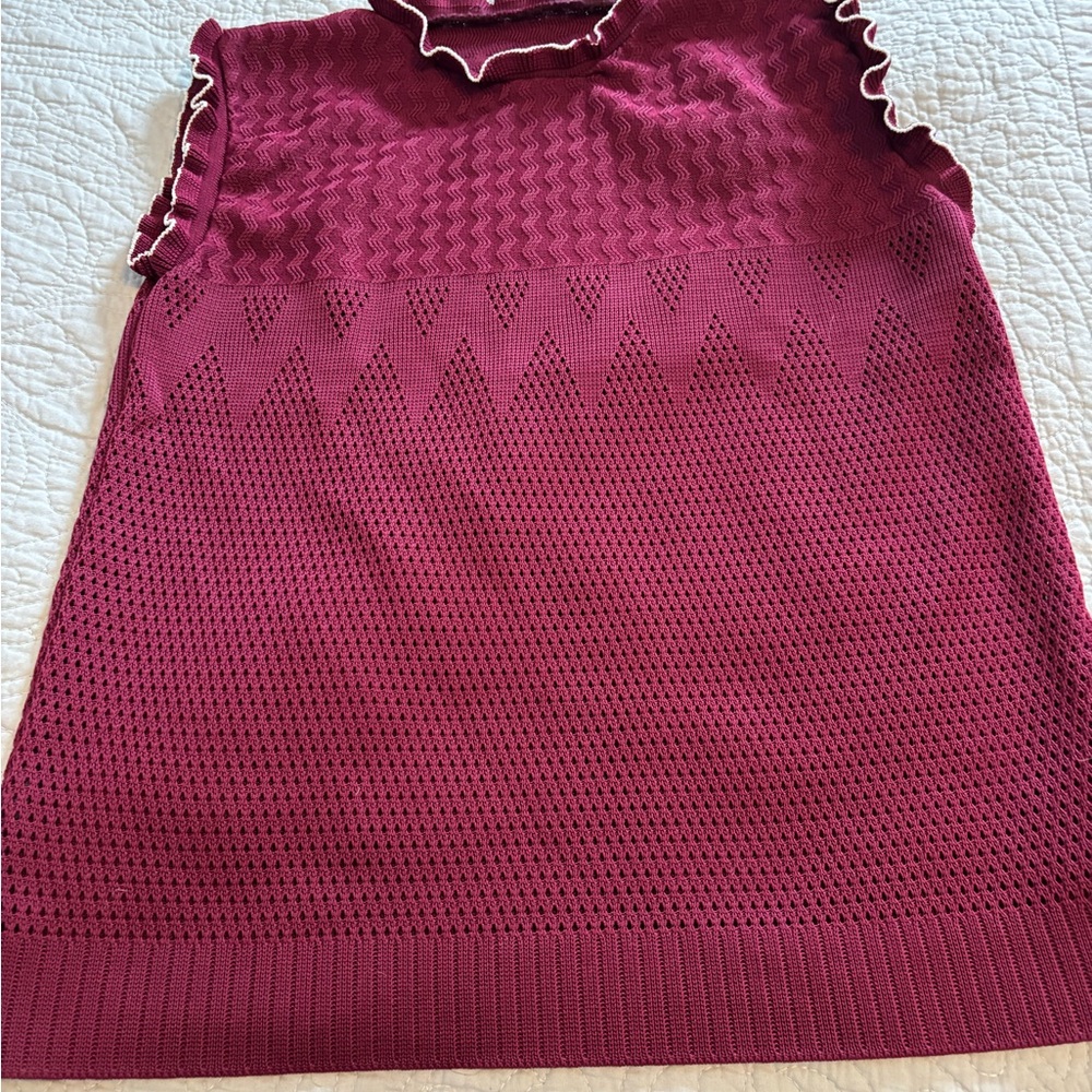 Vintage Sleeveless Burgundy Knit Top
